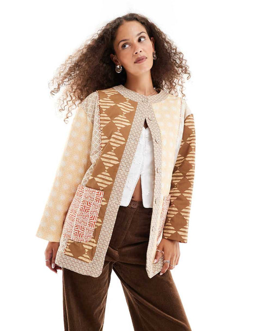 VRG GRL archives patchwork jacket in multi