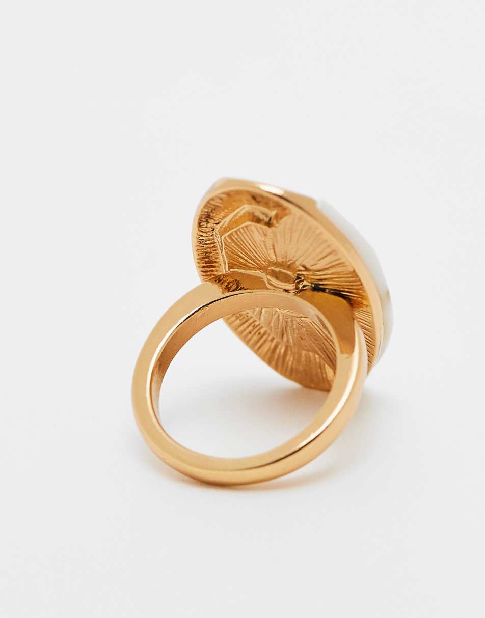 ASOS DESIGN Limited Edition 14k gold plated ring with marbled resin