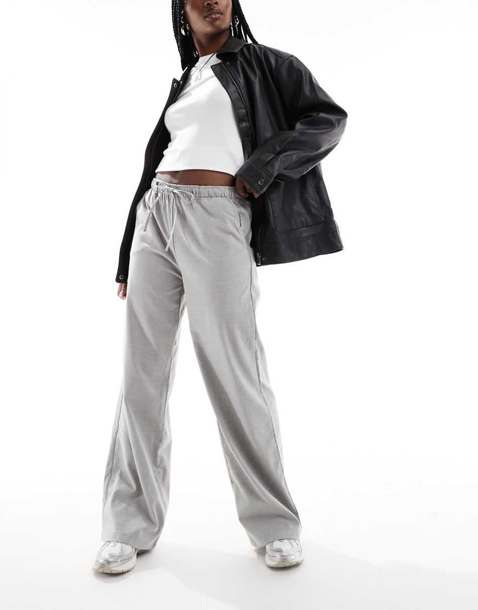 Stradivarius pull-on pants in light gray