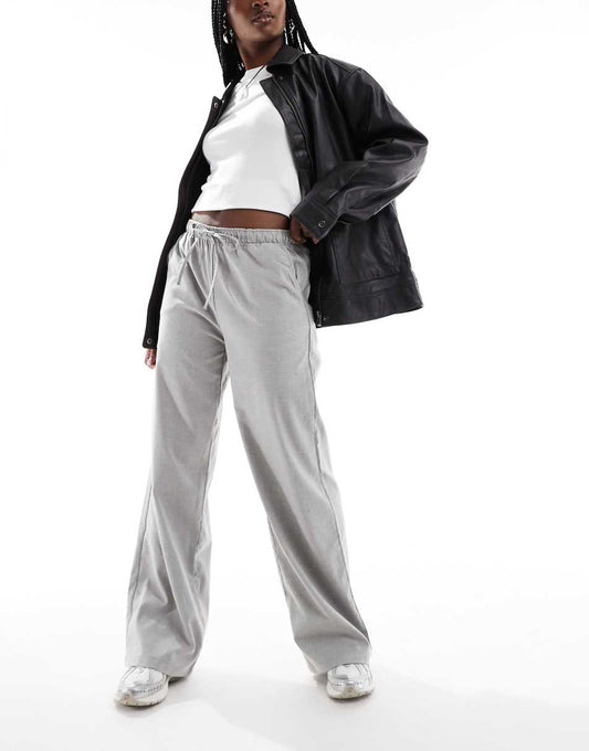 Stradivarius pull-on pants in light gray