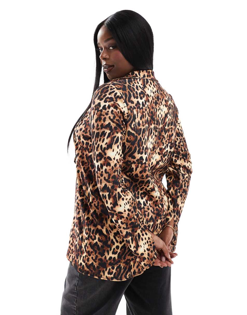 Yours tie front top in leopard print