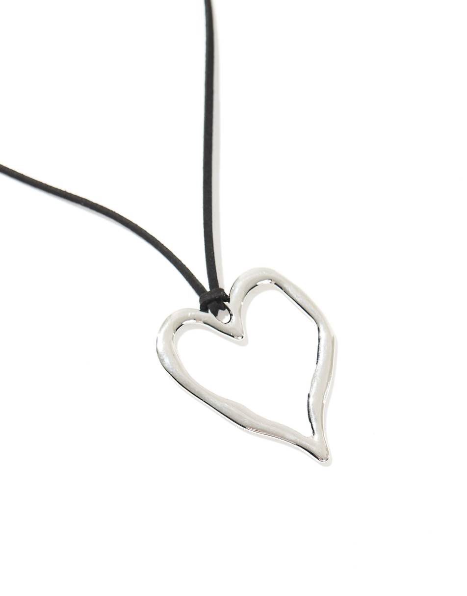 ASOS DESIGN necklace with molten heart detail in silver tone