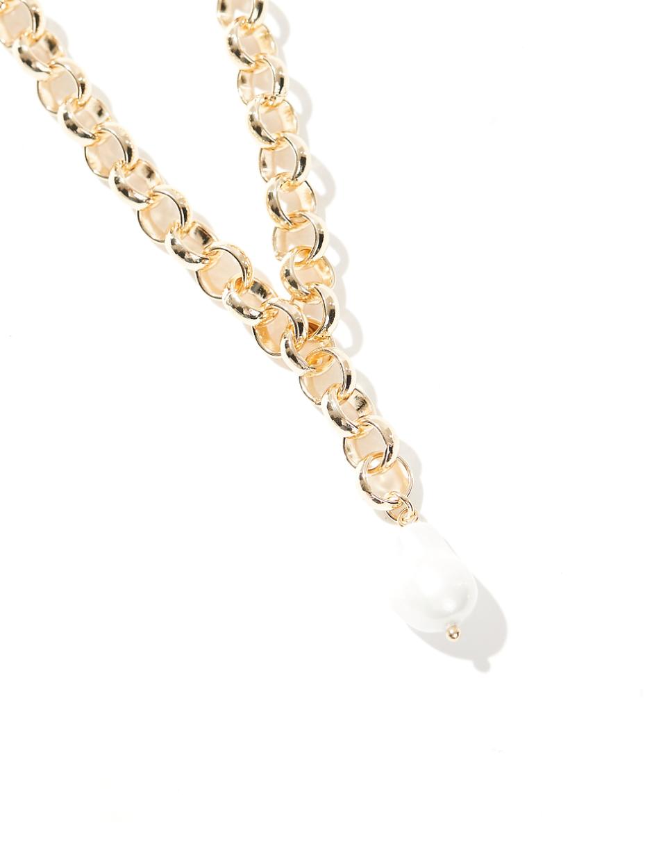 ASOS DESIGN necklace with faux pearl pendant in gold tone