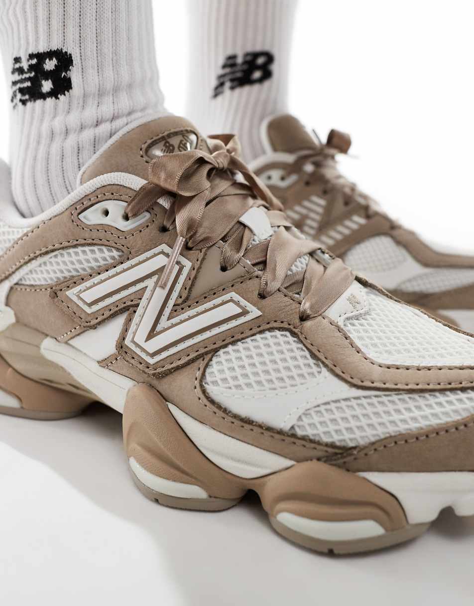 New Balance 9060 with ribbon laces in brown - Exclusive to ASOS