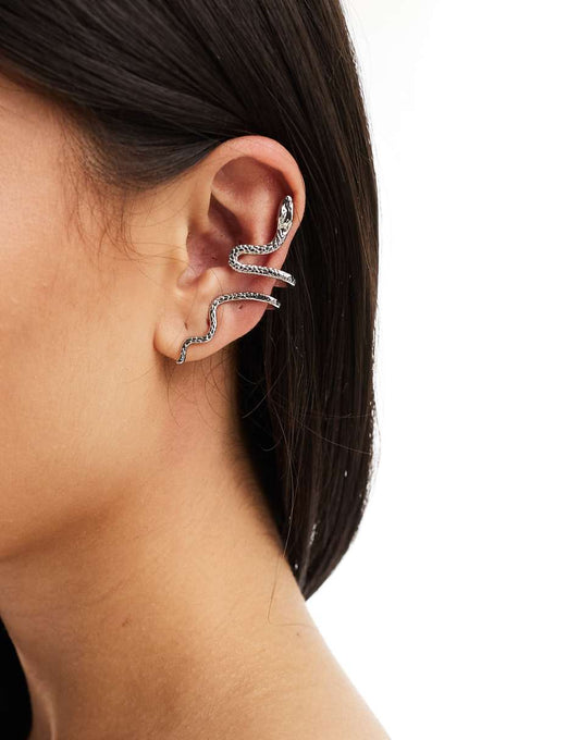 ASOS DESIGN Halloween ear cuff with snake design