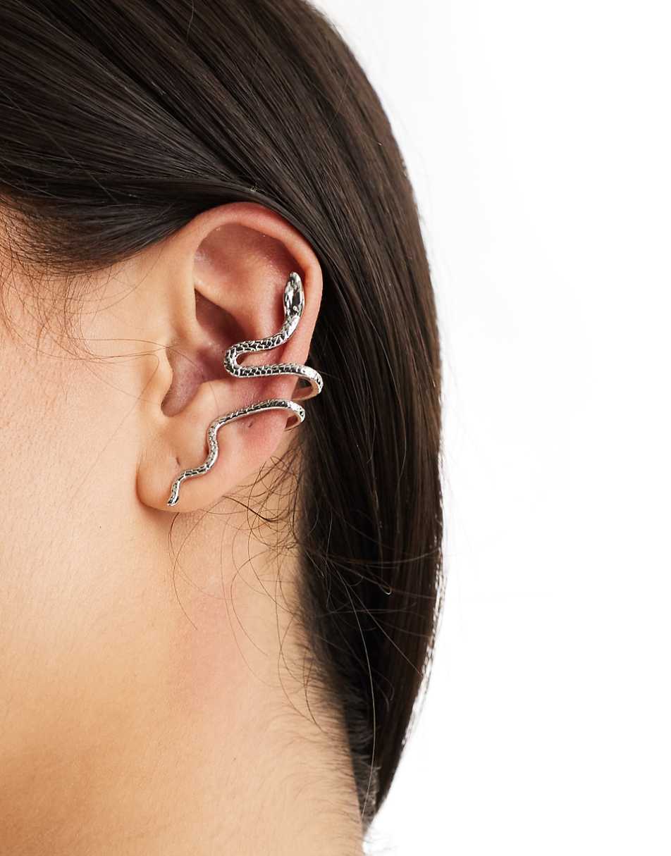 ASOS DESIGN Halloween ear cuff with snake design