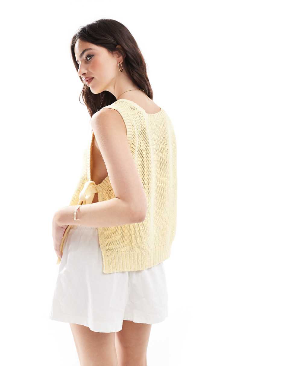 ASOS DESIGN knit split side tank top in lemon