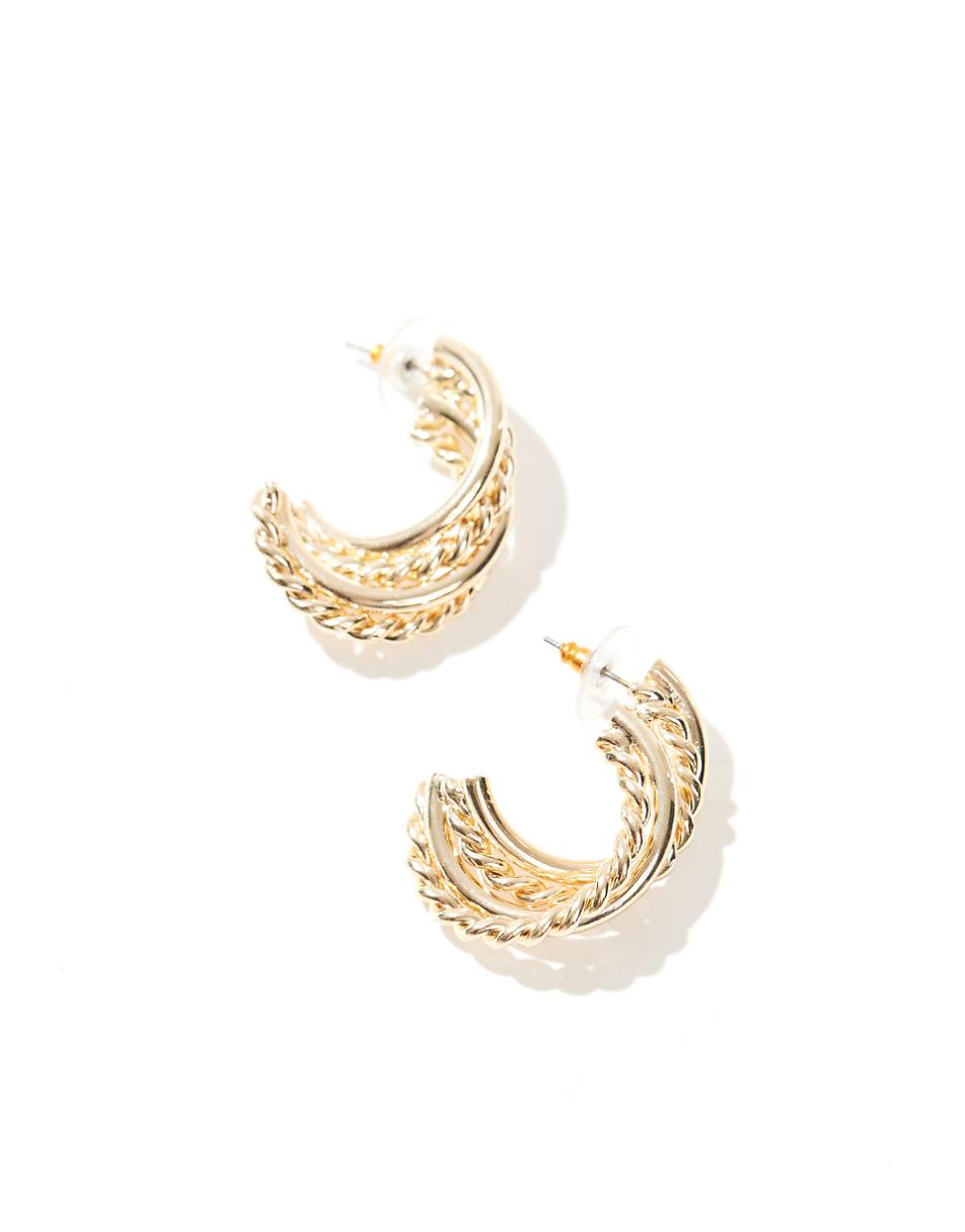 ASOS DESIGN stud earrings with textured wire detail in gold tone