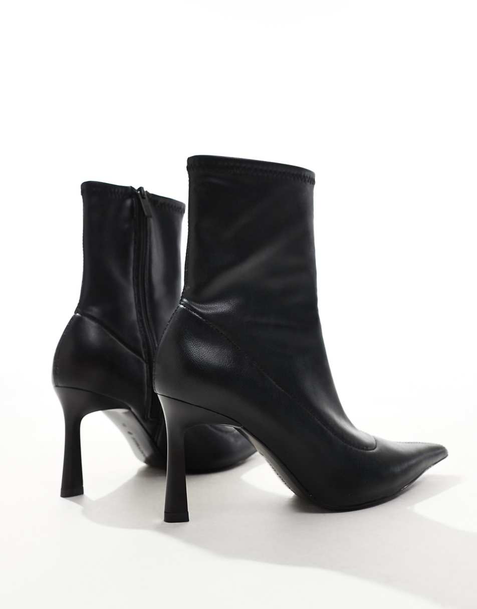 Stradivarius heeled ankle boot in shiny black