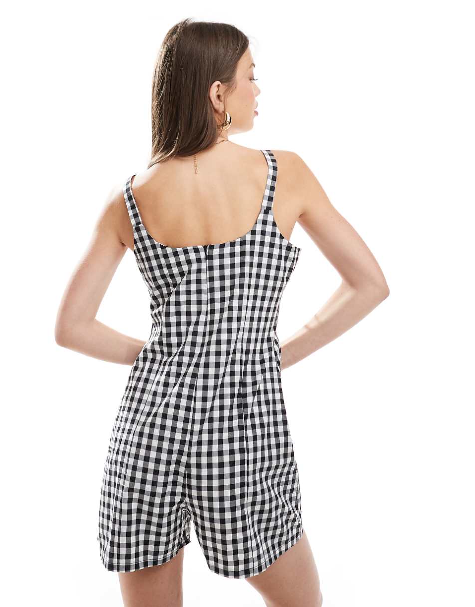 ASOS DESIGN gingham romper in mono