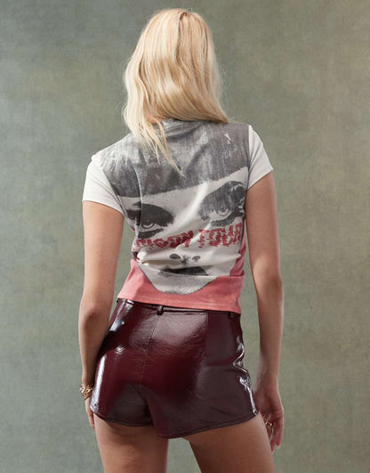 ASOS DESIGN rock band baby tee in red and black