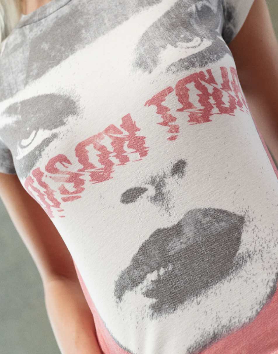 ASOS DESIGN rock band baby tee in red and black