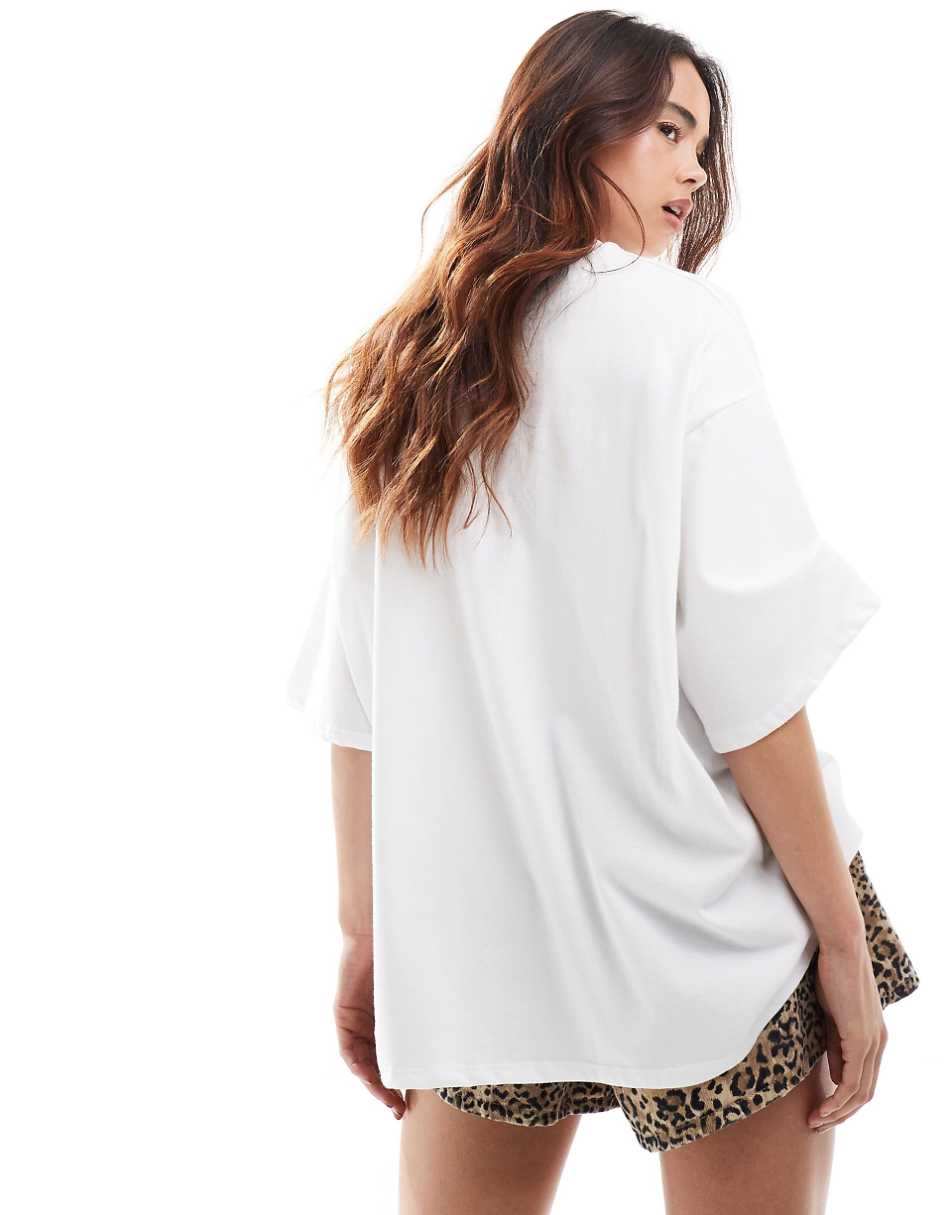 ASOS DESIGN oversized T-shirt with flower and wine graphic in white