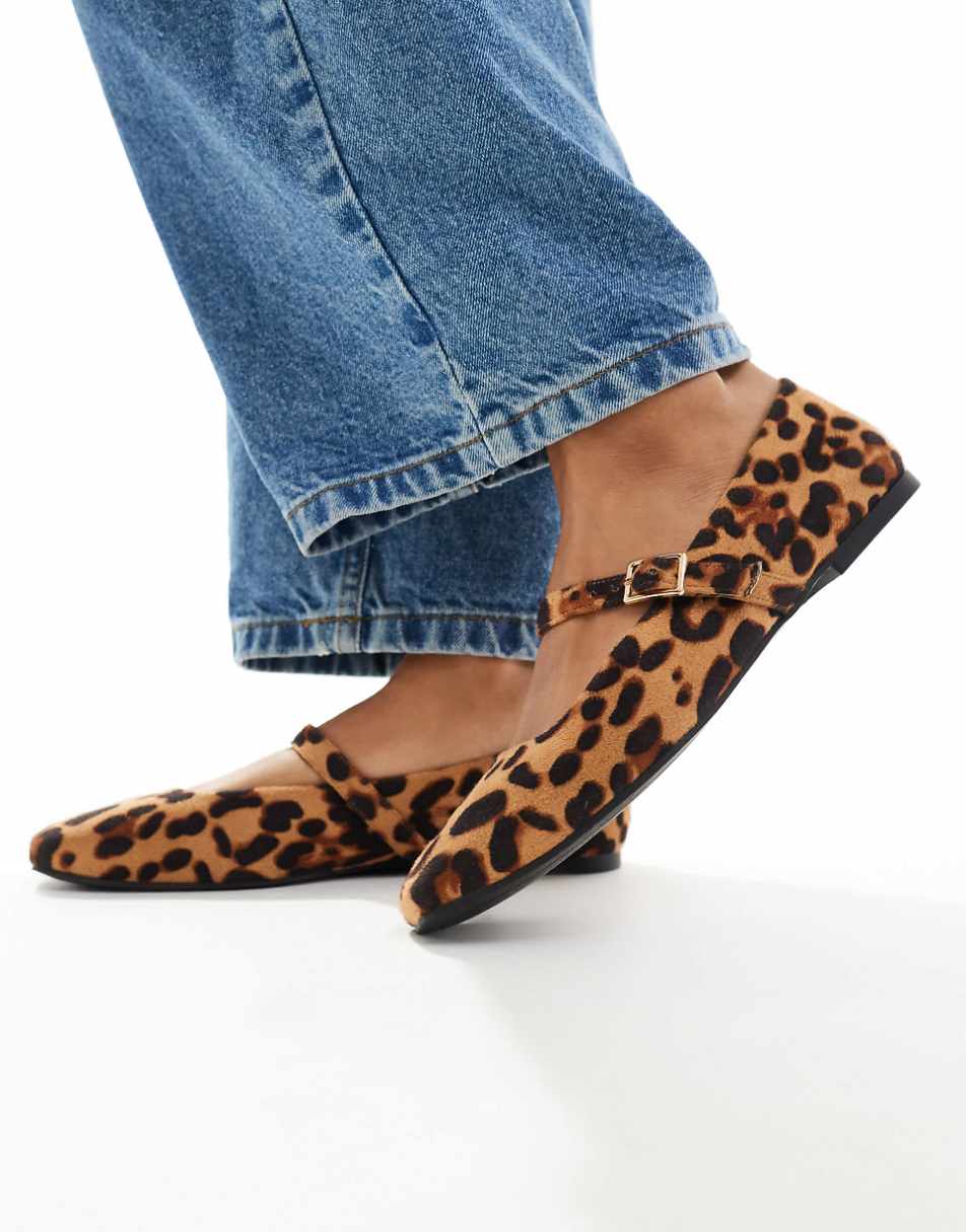 ASOS DESIGN Lottie Mary Jane Ballet flats in leopard