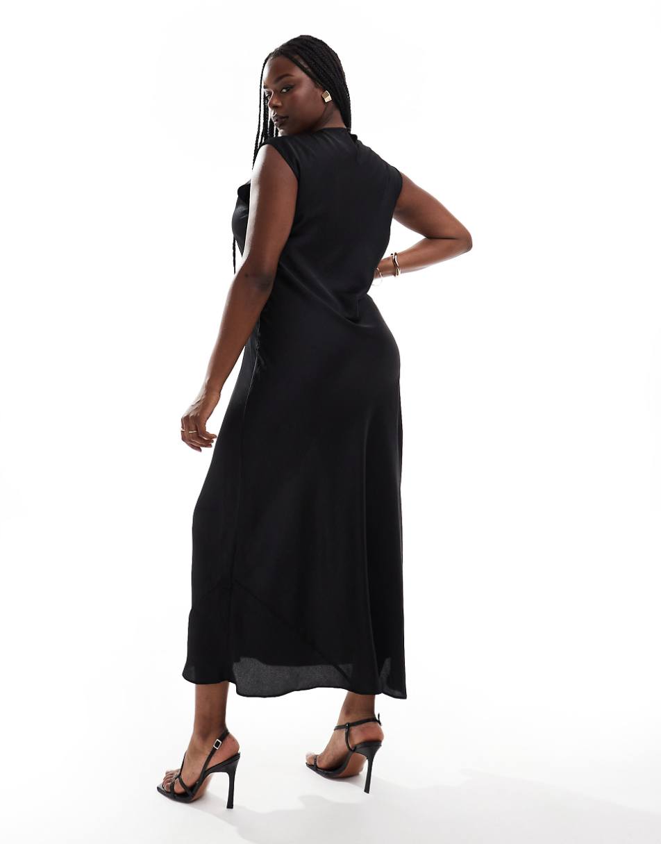 ASOS DESIGN Curve satin midi dress in black