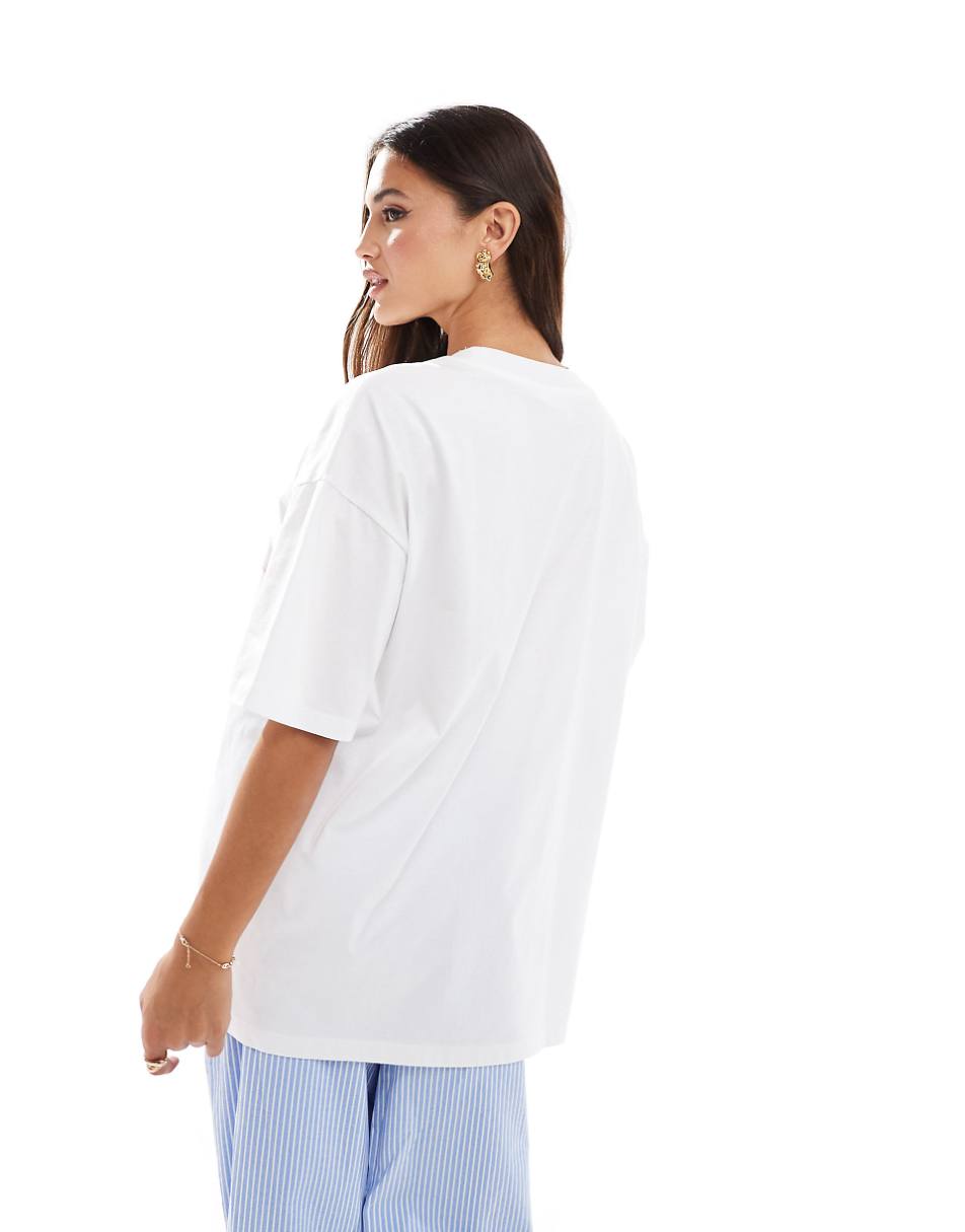 ASOS DESIGN oversized tee with fruit bikini graphic in white