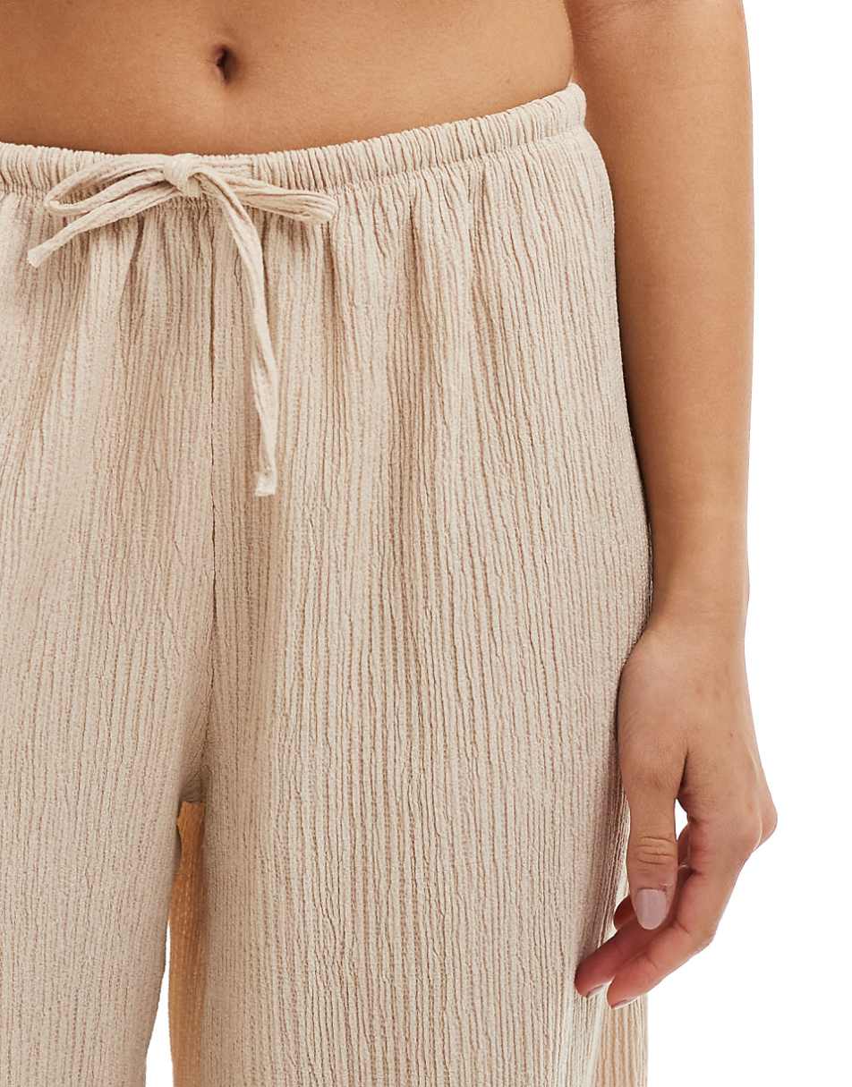 Pull&Bear textured wide leg pants in ecru