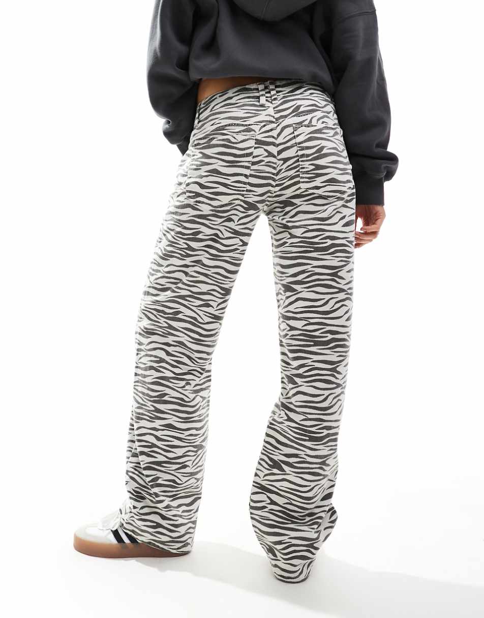 Pull&Bear wide leg jeans in zebra print