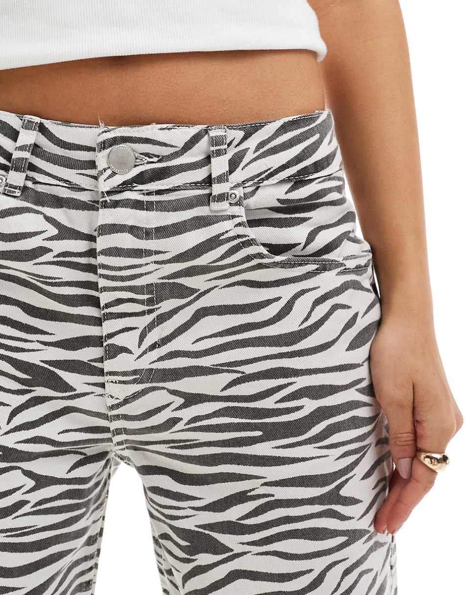 Pull&Bear wide leg jeans in zebra print