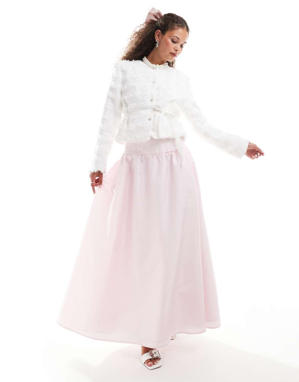 Sister Jane drop hem midaxi skirt in powder pink - part of a set