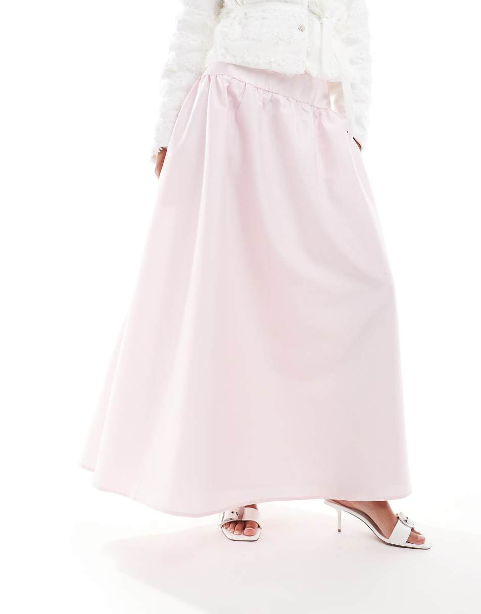 Sister Jane drop hem midaxi skirt in powder pink - part of a set