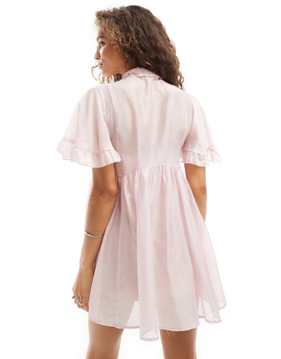 Sister Jane bow ruffle mini dress in pink