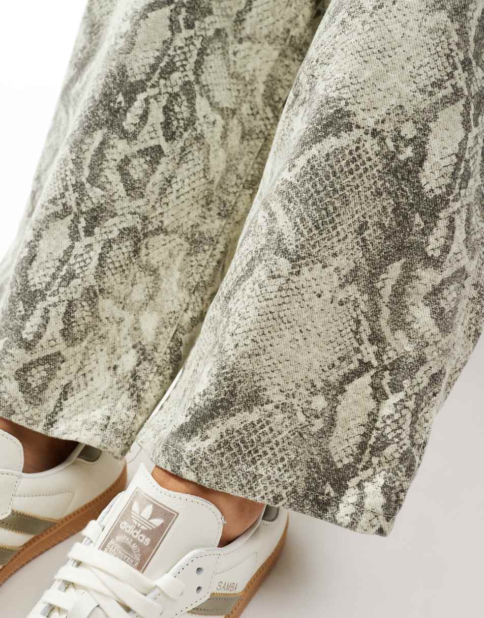 Pull&Bear wide leg jeans in snake print