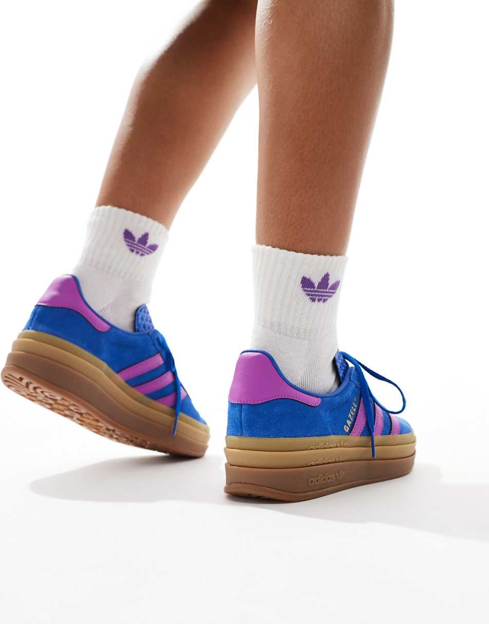 adidas Originals Gazelle Bold sneakers in blue with gum sole