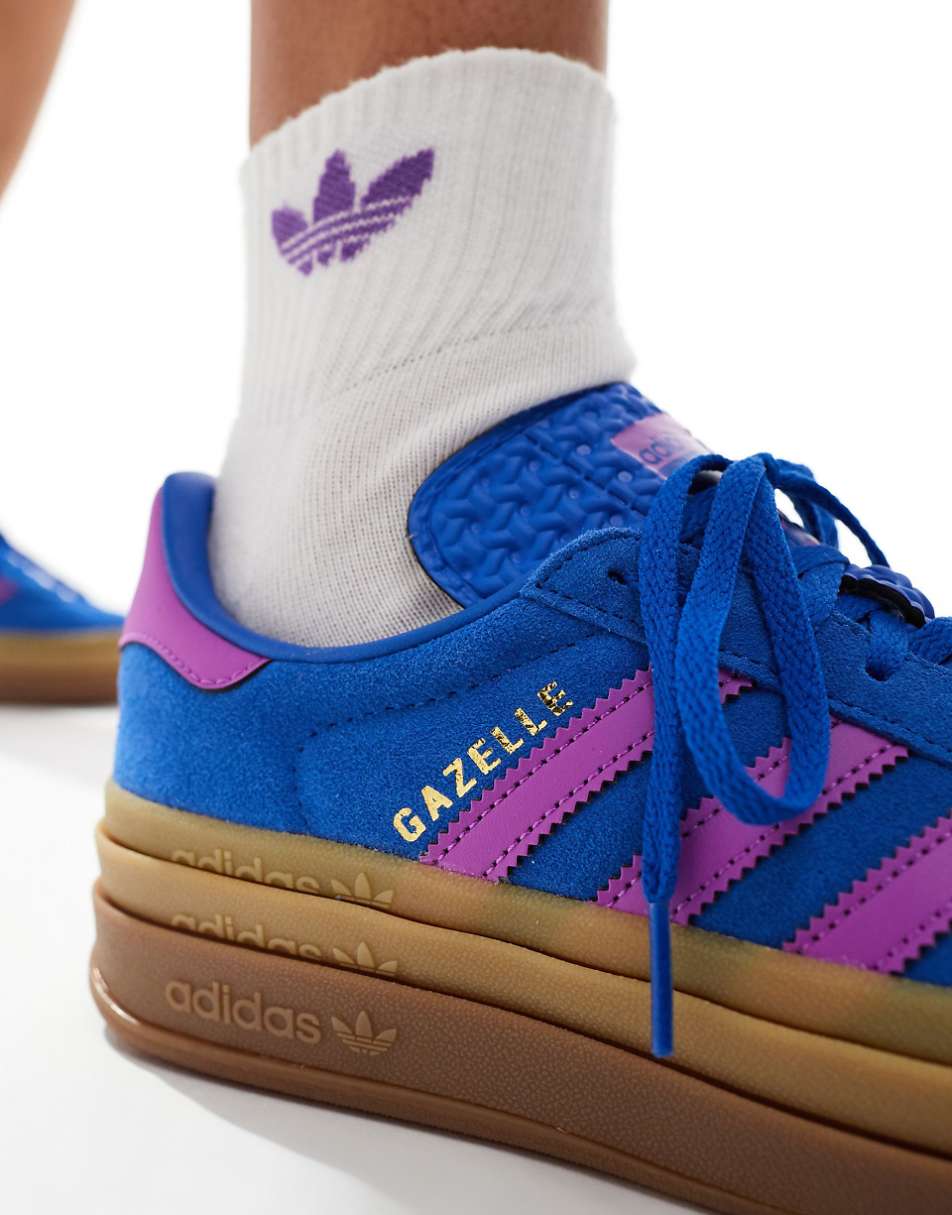 adidas Originals Gazelle Bold sneakers in blue with gum sole