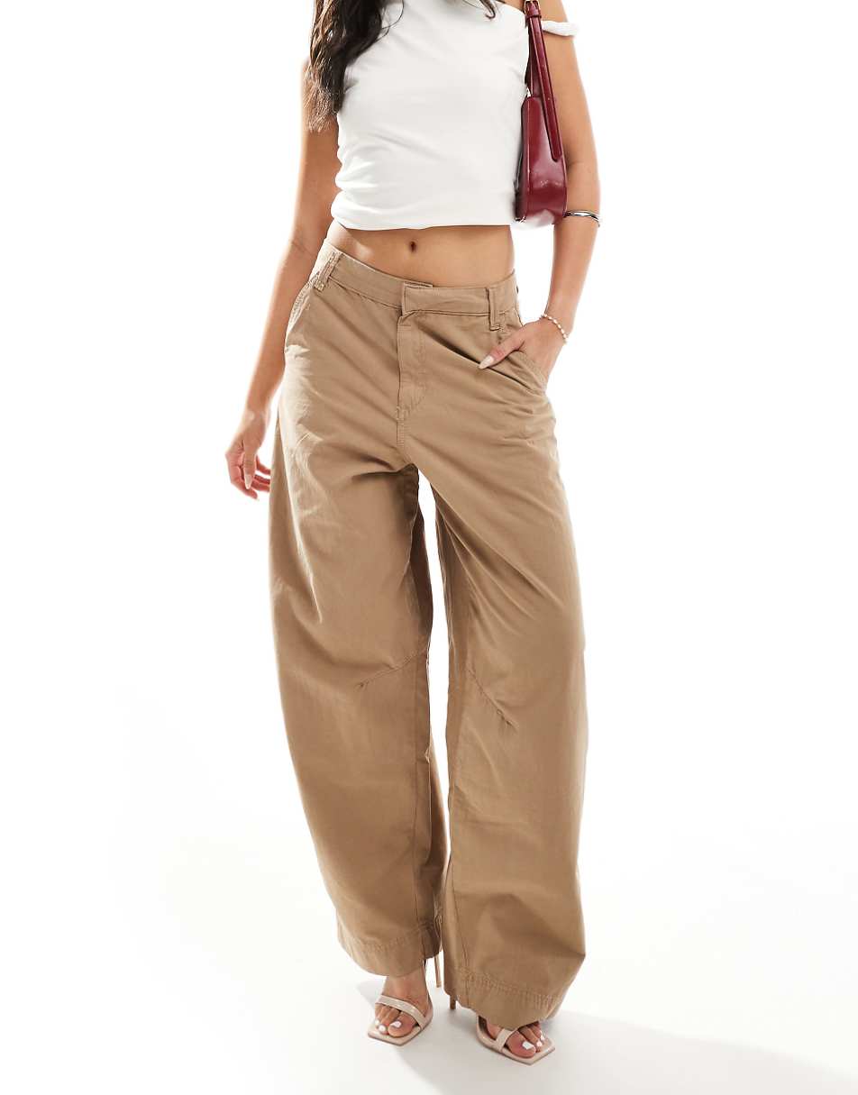 Bershka carpenter pants in beige