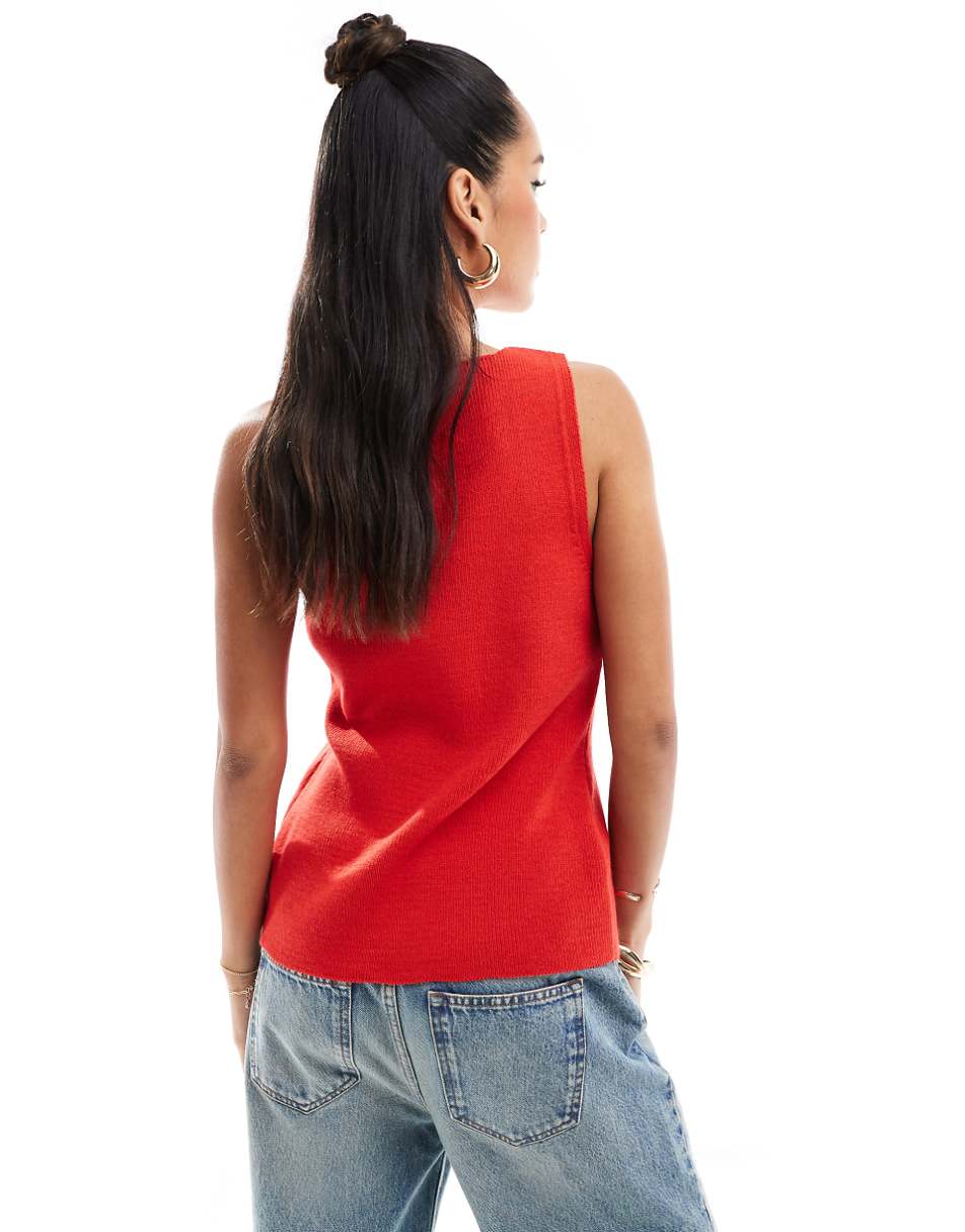 ASOS DESIGN knit asymmetric vest in red