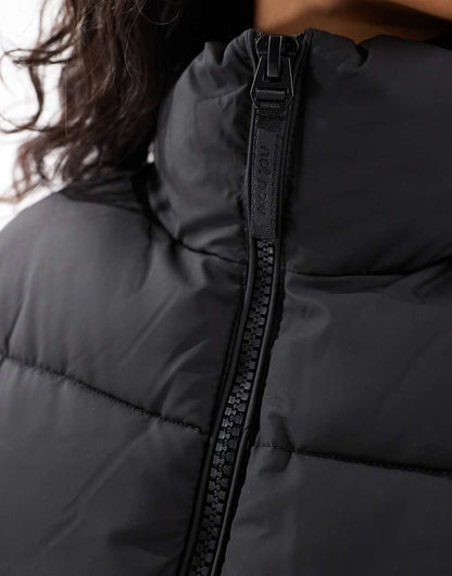 Bershka nylon cropped boxy vest in black