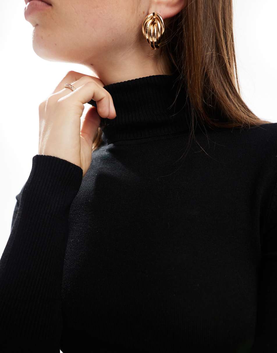 Stradivarius roll neck sweater in black