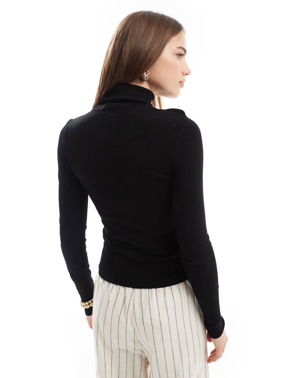 Stradivarius roll neck sweater in black