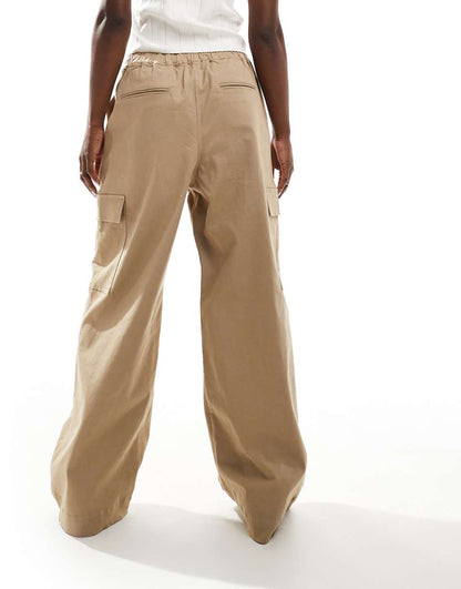 French Connection Atena twill clean cargo pants in camel