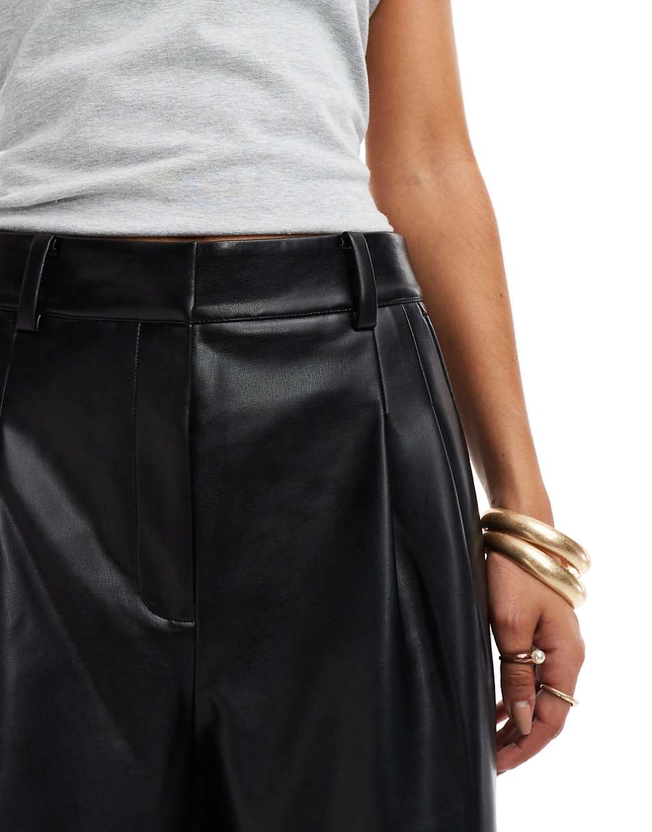 French Connection PU wide leg pants in black