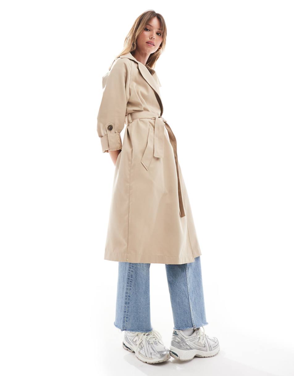 Stradivarius belted trench coat in beige