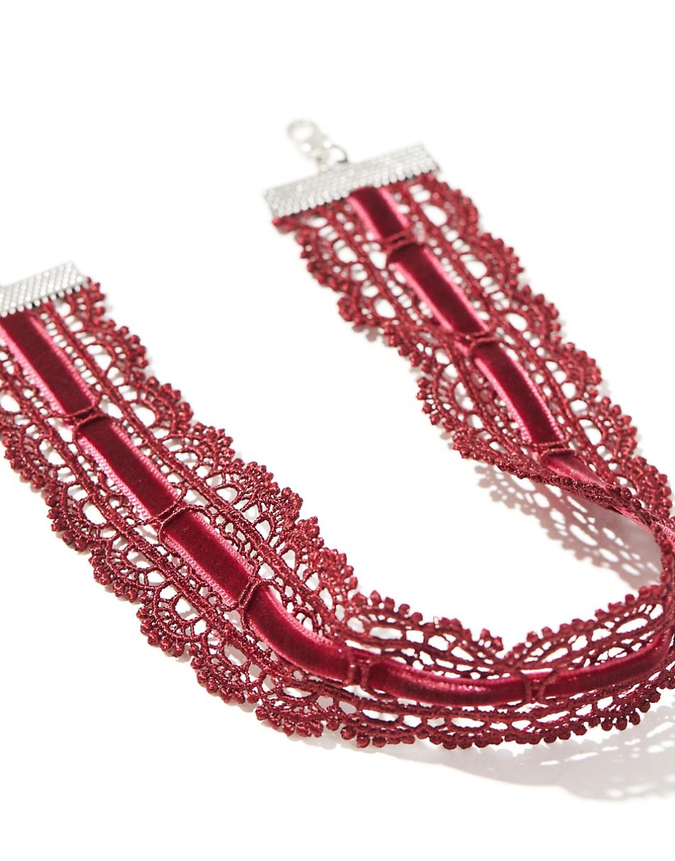 ASOS DESIGN Halloween choker necklace with lace and velvet detail in burgundy