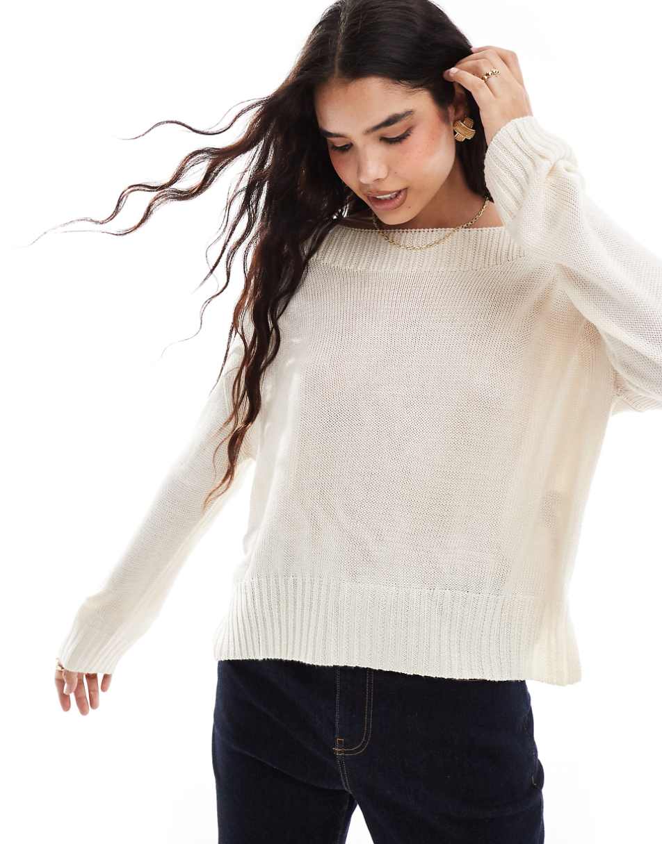 Stradivarius off shoulder sweater in beige