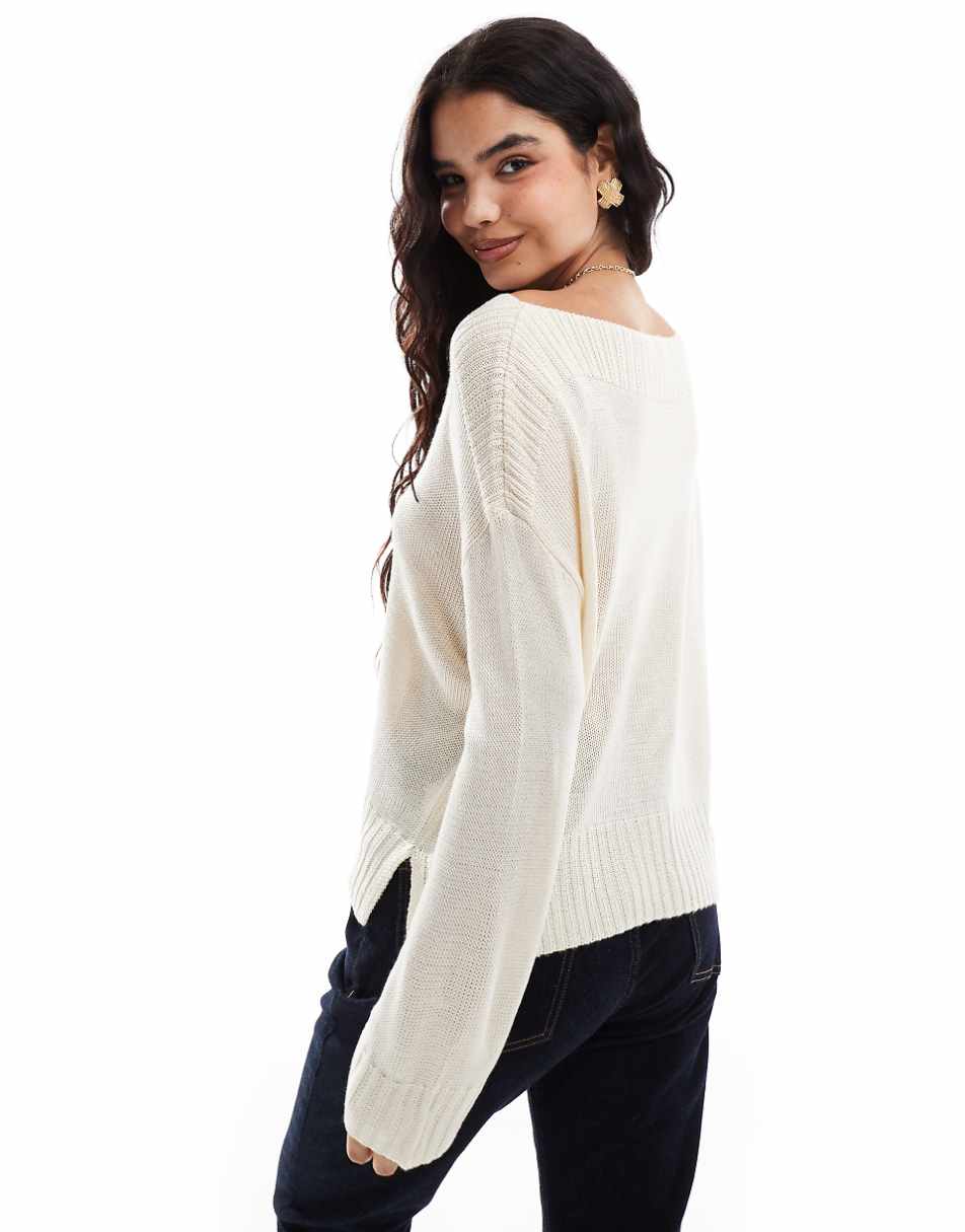 Stradivarius off shoulder sweater in beige