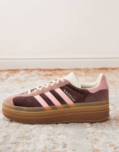 adidas Originals Gazelle Bold platform trainers in brown and pink