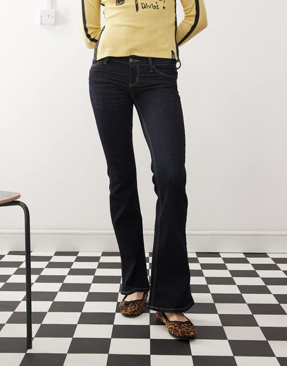 Cheap Monday Booty Bei stretch low rise bootcut jeans in black top rinse wash