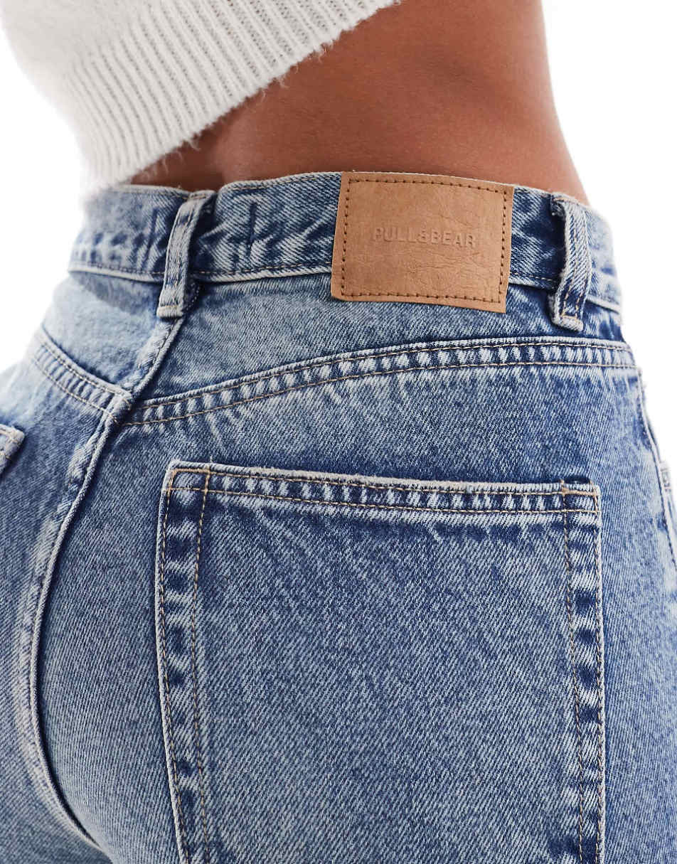 Pull&Bear comfort mom jeans in blue