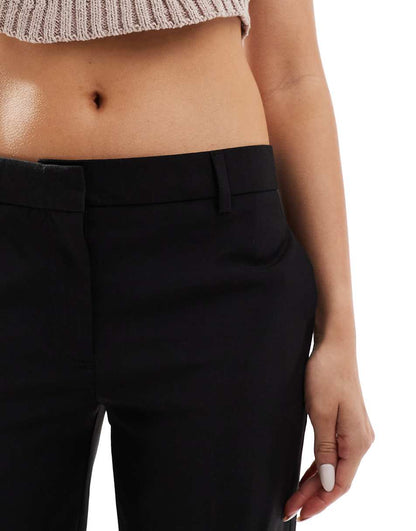 Bershka straight leg tailored pants in black