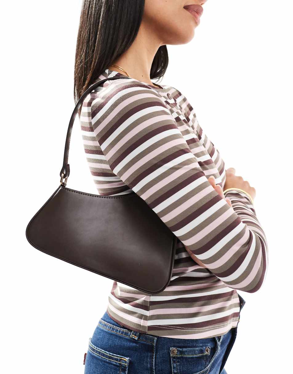 ASOS DESIGN asymmetric shoulder bag in chocolate