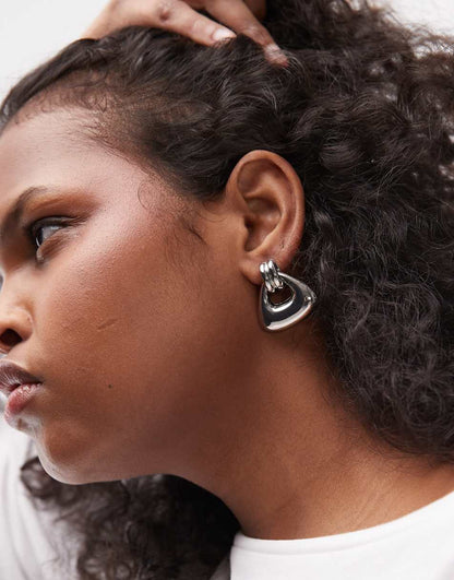 Topshop Ellen triangular knocker earrings in silver tone