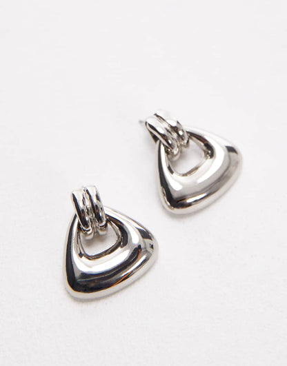 Topshop Ellen triangular knocker earrings in silver tone