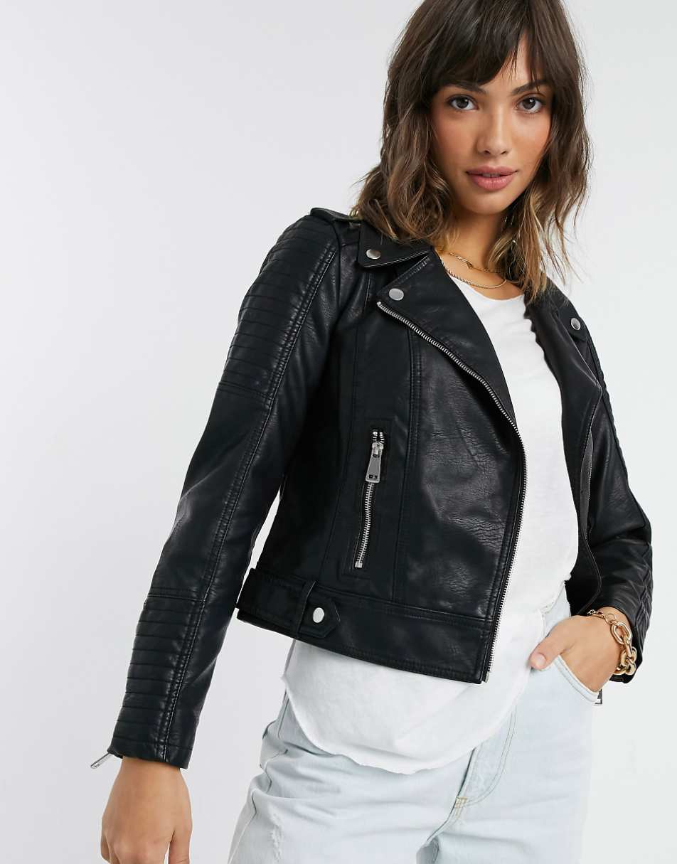 Vero Moda faux-leather jacket in black